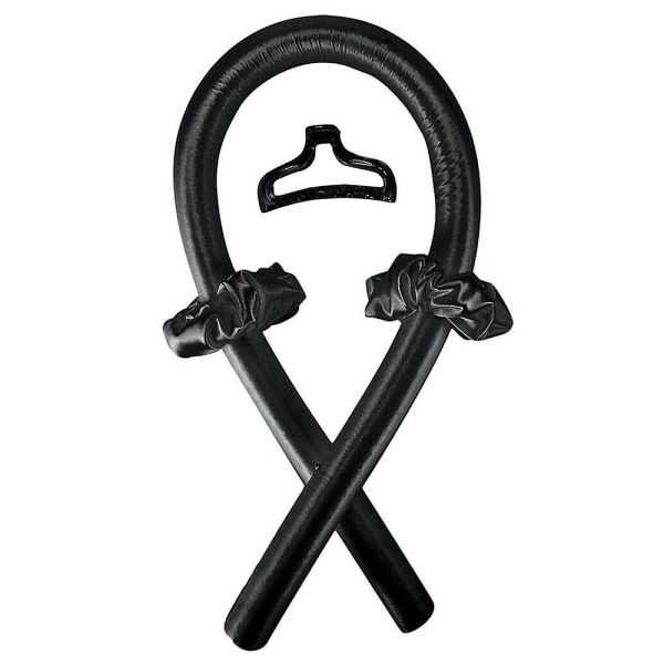 Ribbon Heatless Hair Curler Wave Curling Rod Pannband Black