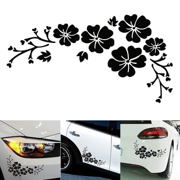 Flower Blossom Decal Bilklistremerker Auto Vindu Støtfanger Dør Ripedeksel Dekaler Bil Motorsykkel Vinyl Stickers Utvendig dekorasjon - Bil Stickers Black 20cm