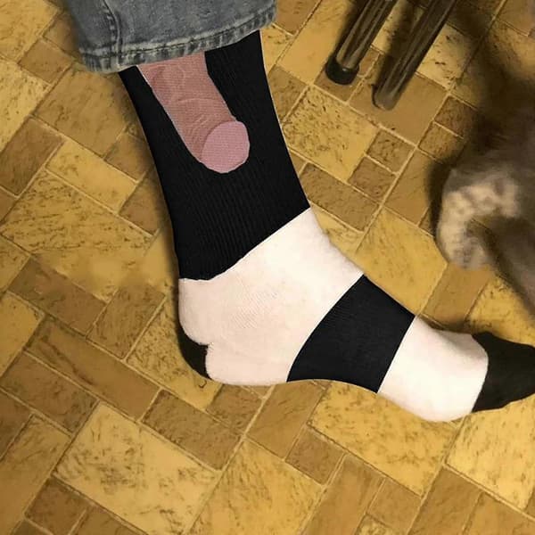Bomulds Superbløde Sokker til Mænd og Kvinder - Show Off Socks Dick 2025 White