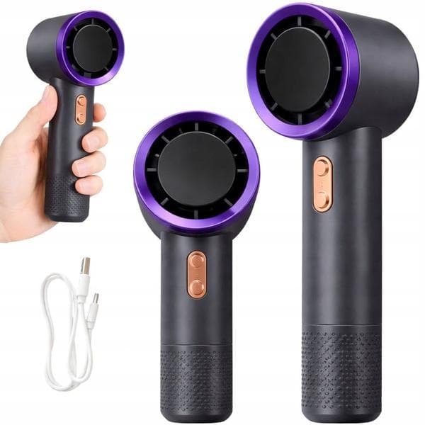 Bærbar Mini Ventilator USB Sort – Håndholdt Genopladelig Ventilator med Display & 5000 mAh