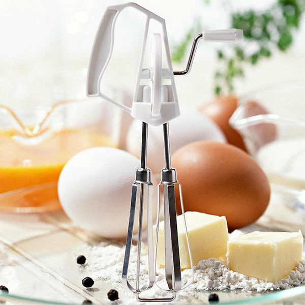 Roterende manuel håndpisker Æggepisker Mixer Blender Rustfrit stål køkkenværktøj