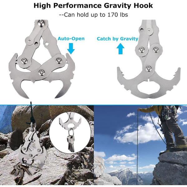 Gripkrok Multifunktions klokrok Rostfritt stål utomhusklättring Multifunktion gravitationskrok Gravitykrok Klätterrepskrok Gripkrok