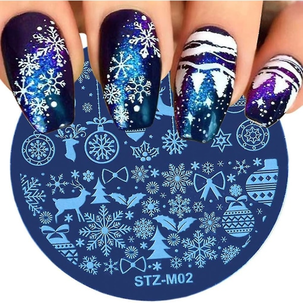 Skabelon Christmas Nail Stamper Kit Snefnug Nail Art Stempling Plader Xmas Manicure Tools