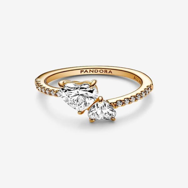 Pandora - Dobbelt glitrende hjertering - 14k forgyldt Omkreds: 50mm