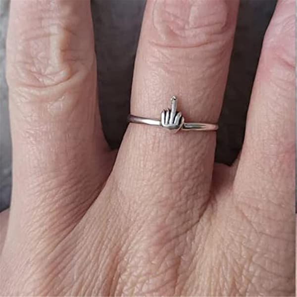 Söt rolig ring, nyhet form långfingerring smycken för kvinnor flickor, mode ringar present 7