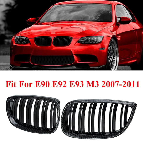 Til - E90 E92 E93 M3 328i 335i 2007-2011 Kulfiber Look Front Nyregrill 51137157275 51137157