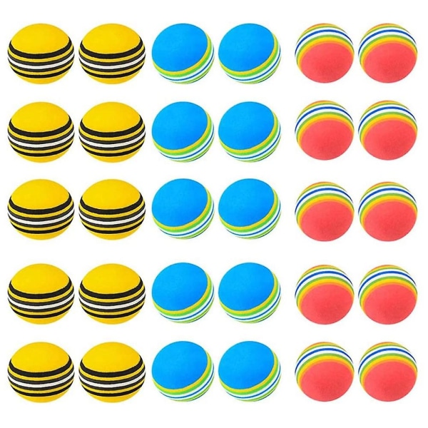 30 stk golfbolde EVA golftræningsbolde Golføvelsesbolde Bløde golfbolde til indendørs udendørs golføvelser yellow  blue  red