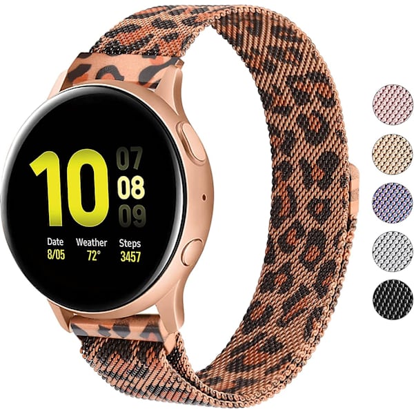 Metallbånd for erstatning av rustfritt stål for Samsung Galaxy Watch Active 2 Leopard