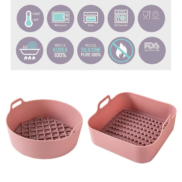 Baking Basket Air Fryer Silikonikattilan vaihtovuoret Airfryerin tarvikkeet Pink Round