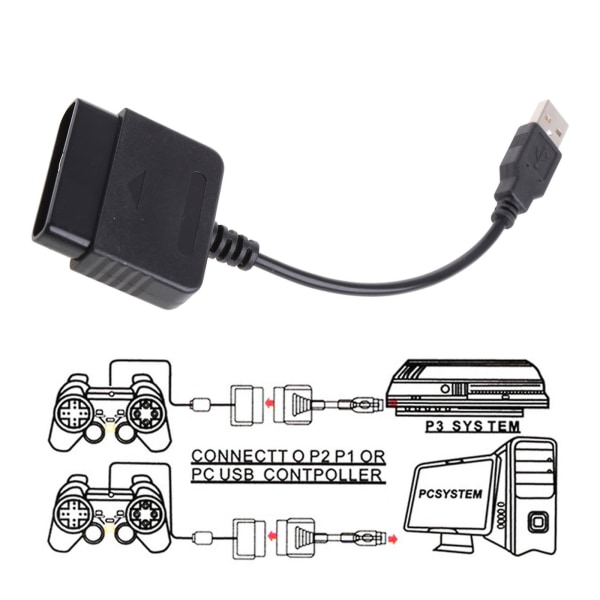 USB kabel för PS2 till för PS3 videospelskontroll Adapter Converter för PS2 för PS3-dator