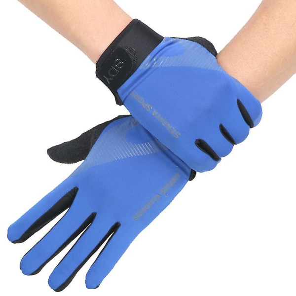 Hengittävä Ice Silk Kosketusnäyttö Käsineet Miehille Naiset Ulkoilu Anti Silp Elastiset Käsineet Pyöräily Moottoripyörä Full Finger Glove| | sky blue XL