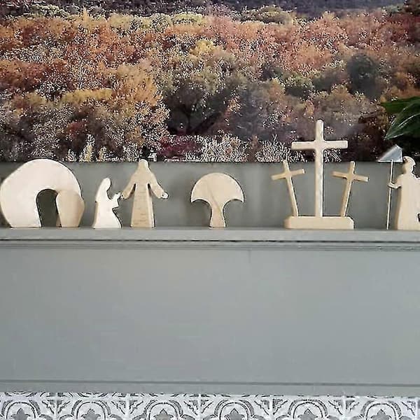 Påskefigur i tre, religiøs hjemmedekorasjon, ornamentstatue B
