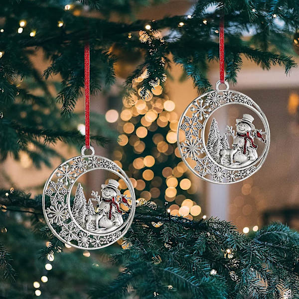 (snemand)5 cm massiv blik juletræsprydning 2023 gør-det-selv juletræspynt vedhæng til julefest