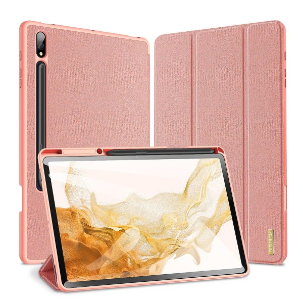For Samsung Galaxy Tab S7 Fe / S7+ Domo Series Lærveske Pink