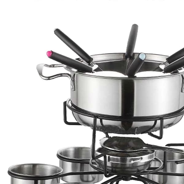 Fonduesæt i rustfrit stål, let, robust, multifunktionelt, stabilt til hjemmet A