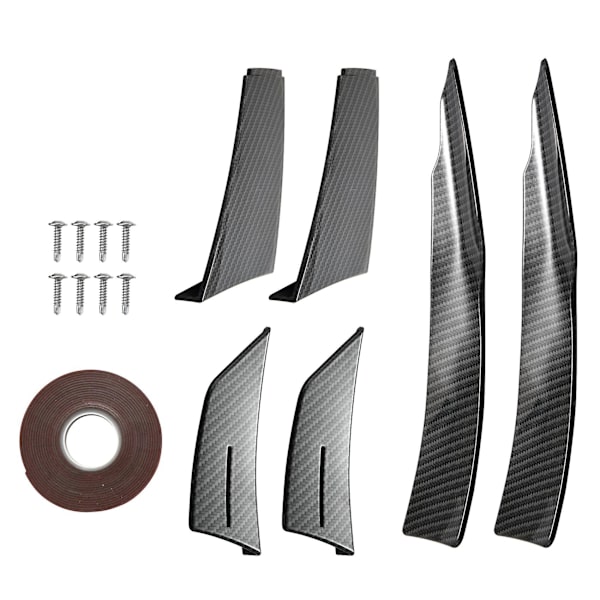 Universal Carbon Fiber Look Car Front Bumper Lip Splitter Finner Body Canards Diffuser Spoiler For -