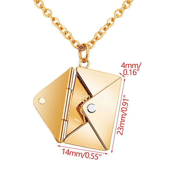Kuvert Kärleksbrev Halsband för män och kvinnor Rostfritt stål graverad medaljong med I Love You Message Smycken hängsmycke Present för par och familjer