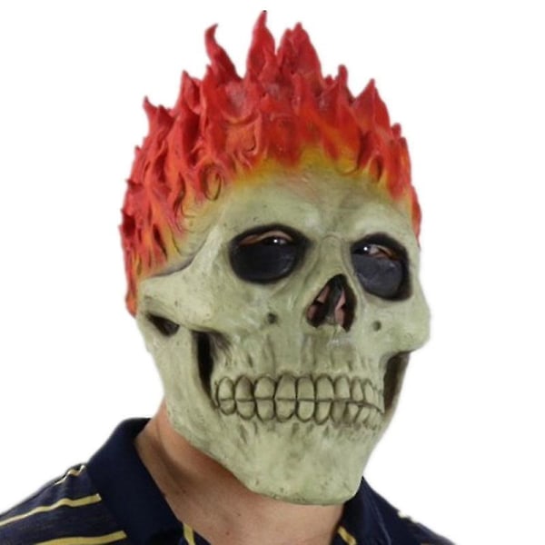 Flaming Skeleton Ghost Rider Latex Maske Til Halloween Secret Room Rekvisitter