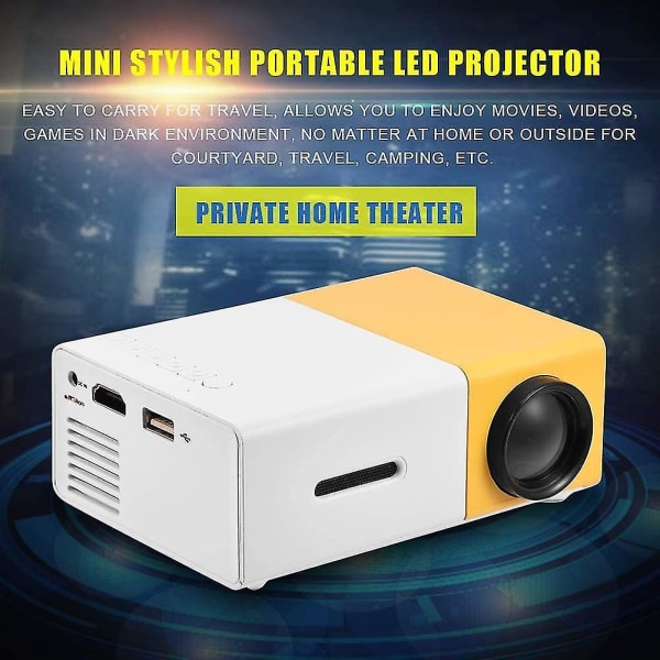 Bærbar 1080p Led-projektor - Miniprojektor til hjemmebiografunderstøttelse af film