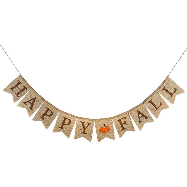 Happy Fall Jute Banner Harvest Home Decor Bunting Flag Garland Party Thanksgiving Day Dekoration