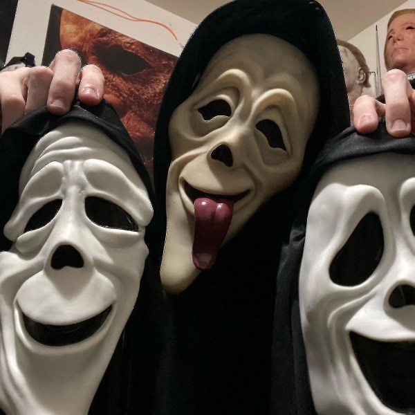 Ghost Face Scream Horror Mask, Killer Cosplay kostyme rekvisitter for voksne red tongue mask