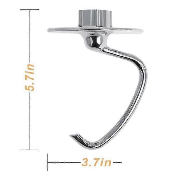 Deigkrokfeste i rustfritt stål for KitchenAid 4,5-5 Quart kjøkkenmaskin med vippehode, K45DH erstatningsdeigkrokHP Silver