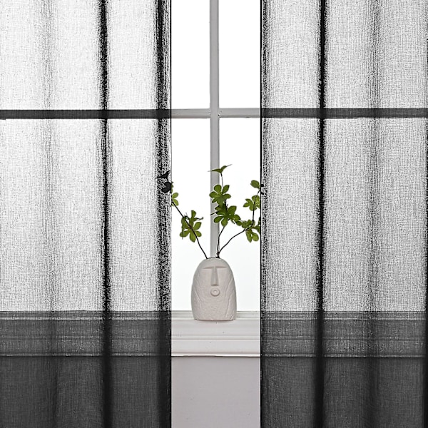 Genomskinliga skira gardiner, 1 panel, svart, 100*130cm/100*200cm/100*250cm/140*260cm 100*200cm