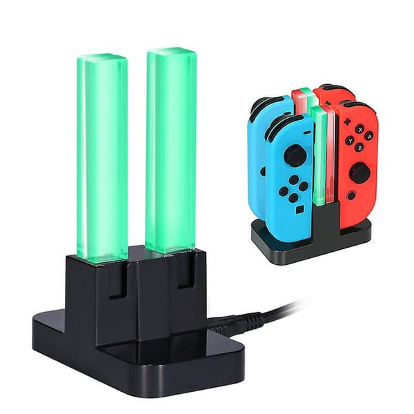 Opladningsdock kompatibel med Switch til Joy Con & Oled-controller med lygtepæls-LED-indikation