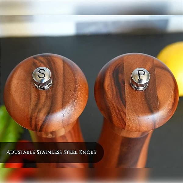 Salt- och pepparkvarnset - Premium träkvarnar 20 cm 2 st