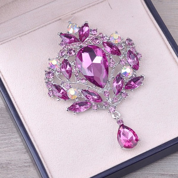Bröllop Bridal Big Crystal Strass bukett Brosch Sjal Pin för kvinnor