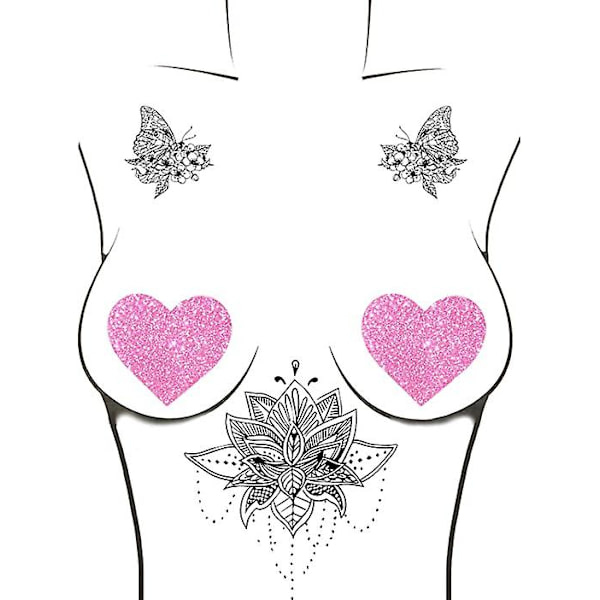 Traditionella Glitter Nipple Covers, Medicinsk Grade Adhesive, Vattentät