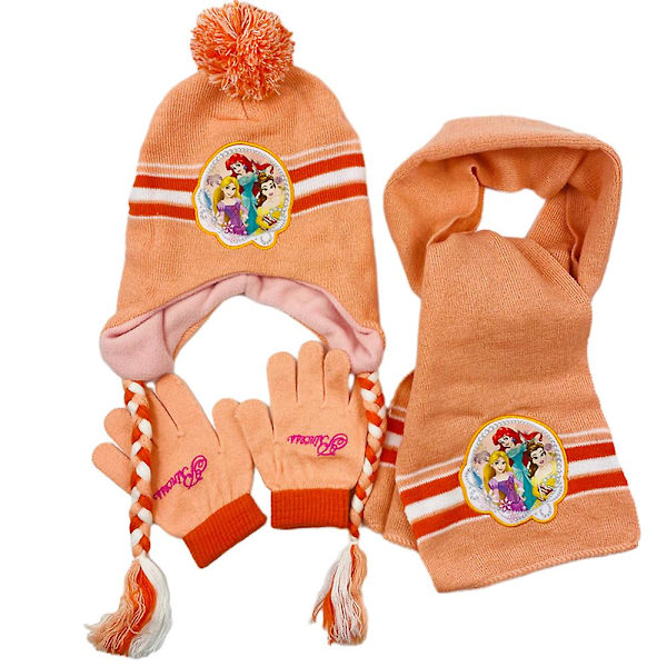 3-8 år Barn Pojkar Flickor Mössa Scarf Handskar Prinsessan Elsa Sofia Minnie Set 3st/ set Presenter Princess 3