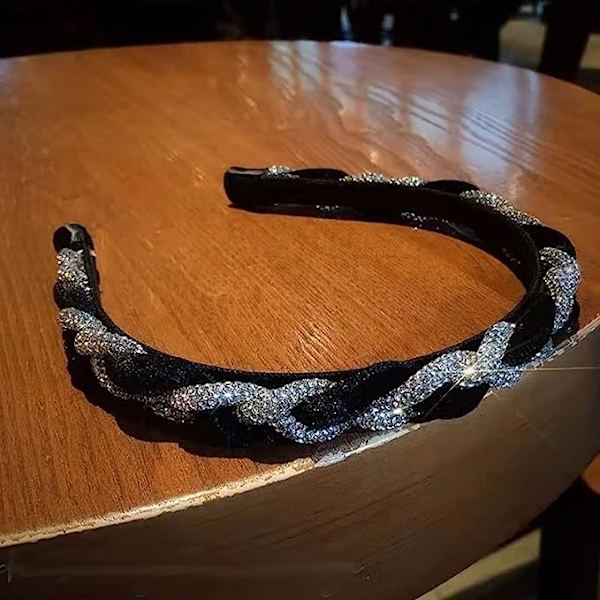 Svart fløyel hårbånd vri med rhinestone hodebånd Hodepryd Temperament Smykker Allsidig Retro