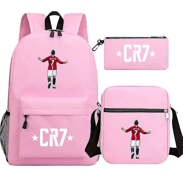 Ronaldo Cr7 fotbollsryggsäck - 3 st set för skola, resor, bärbar dator - flickor, pojkar, kvinnor - ryggsäck, ryggsäck, axelväska, case 2