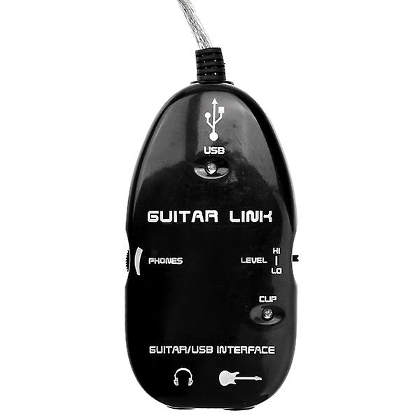 USB-gitarkoblingskabel til pc/mac lydopptaksadapter (svart)