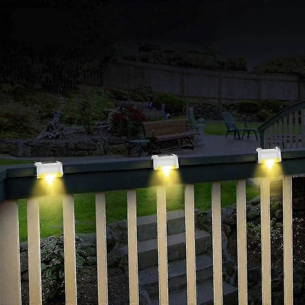Xinxu Solar Deck Lights Led Solar Step Lights Vattentäta Staketlampor För Utomhustrappor Staket (4 st, Vit)