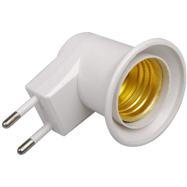 Led-lampa E27 Hane Sockel Typ Eu Plug Adapter Converter för lamphållare med på/av-knapp (vit*2)