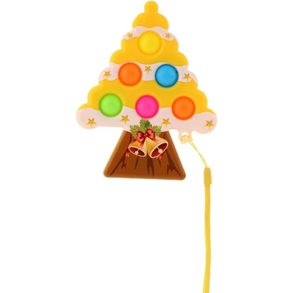 Juletreformet dekompresjonsleke, tidlig læring stressavlastende nøkkelring for barn, voksen (gul, 10 cm12,5 cm)