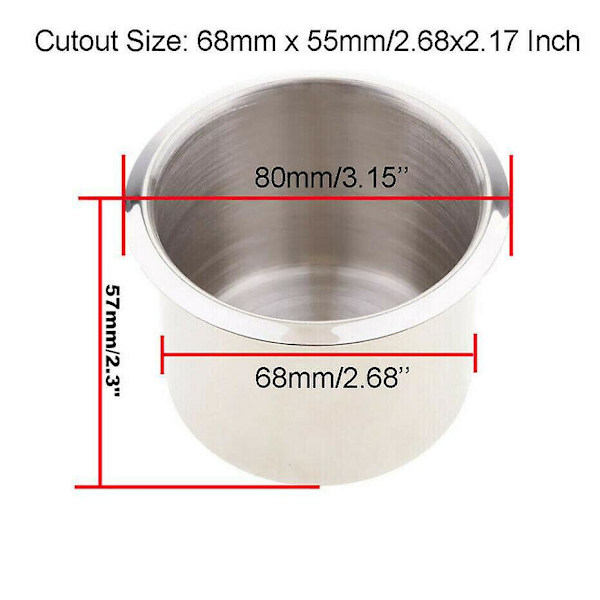 4 stk 68mm rustfrit stål marinebåd Rv Cup Vand/drikke flaskeholder Rustfast Universal - Drikkeholdere