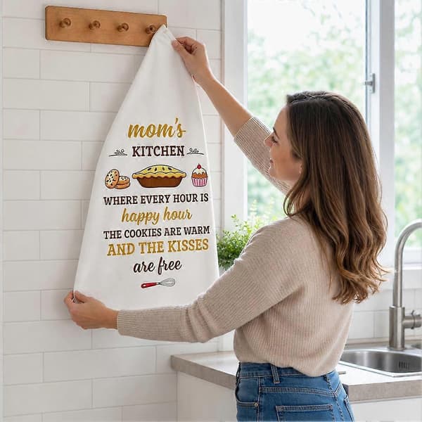Bedstemors Køkken Frottéhåndklæde - Absorberende Retro Print Gave til Hende A