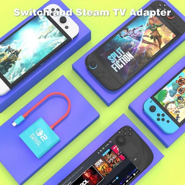 Dockingstation til Nintendo Switch 1/2 og Steam Deck, understøtter TV Dock-tilstand, bærbart TV HDMI-adaptertilbehør til Nintendo Switch 1 og OLED og NS Update Version