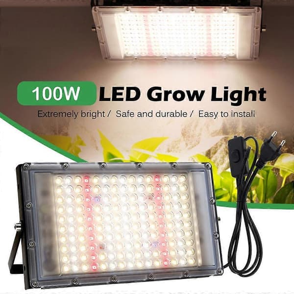 LED Växtbelysning Fullspektrum Växtlampor för Utomhusväxter Hydroponisk-EU 100W