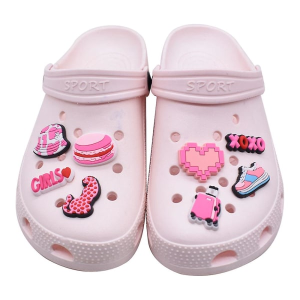 37 kpl Pinkki sarjakuvan muotoinen kenkäkoristekoru lapsille aikuisille Crocs kengät tee itse asusteet