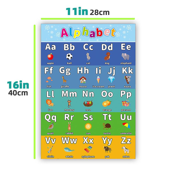 Abc Alphabet Poster Chart Kid Educational Charts Engelsk læringsdiagrammer Animals*money