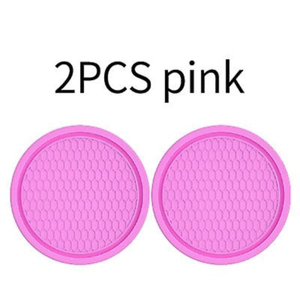 Bilkoppbrikke, 4 stk universelle sklisikre koppholdere innebygd i ornamenter Coaster, bilinteriørtilbehør - Drikkeholdere 2pcs pink