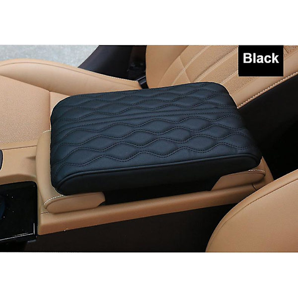 Wave Brodery Pu Leather Car Armstöd Matta Mittkonsol Armstödsskydd Kudde Autoarmstöd Förvaringsbox Cover Pad - Armstöd black