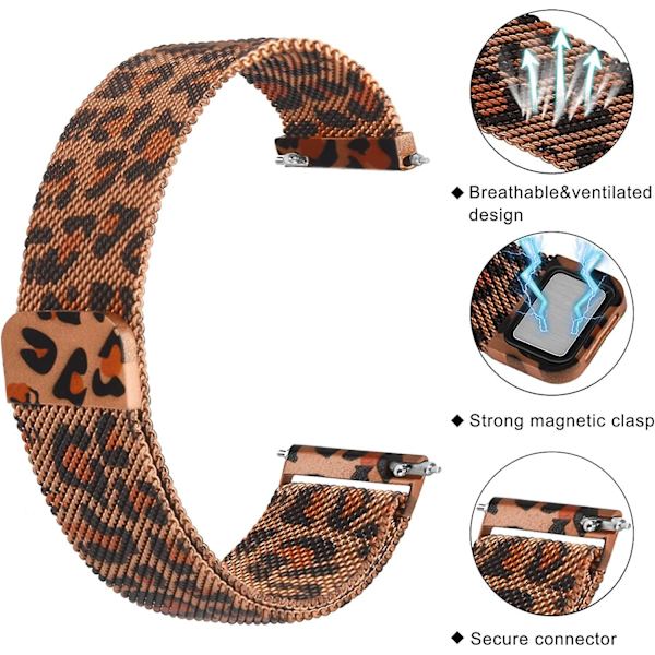 Metallbånd for erstatning av rustfritt stål for Samsung Galaxy Watch Active 2 Leopard