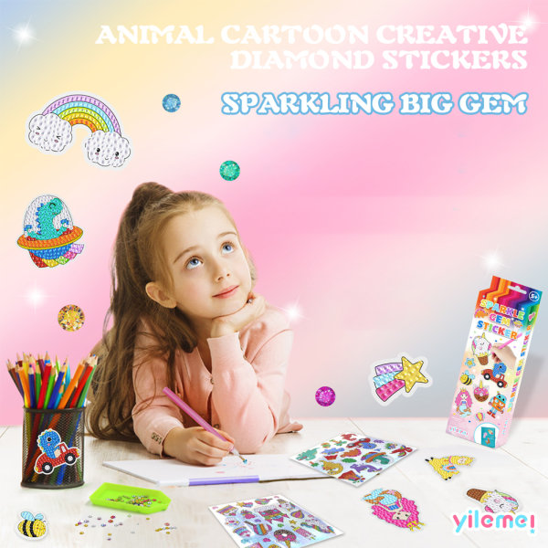 Kids DIY Diamond Painting Sparkle Gem Stickers, Piger fødselsdagsgave