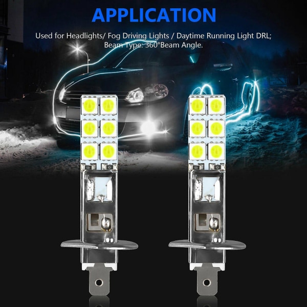 4st H1 6000k supervit 80w led strålkastarlampor kit dimkörljus Silver