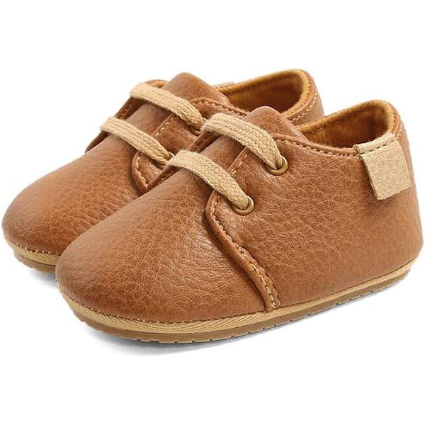 Baby urheilukengät miehille ja naisille pitsiset Oxford kengät baby pehmeäpohjaiset luistamattomat toddler kengät wavelet-kengät. Brown 12-18 Months